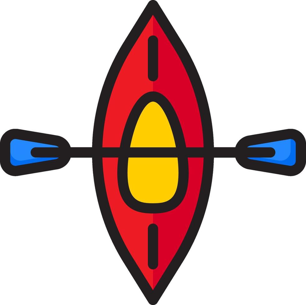 A red and yellow kayak with two paddles vector