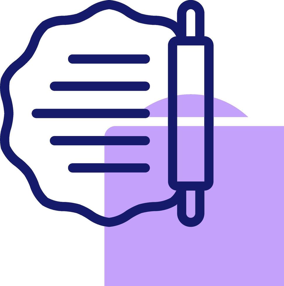 A purple and white icon of a rolling pin vector