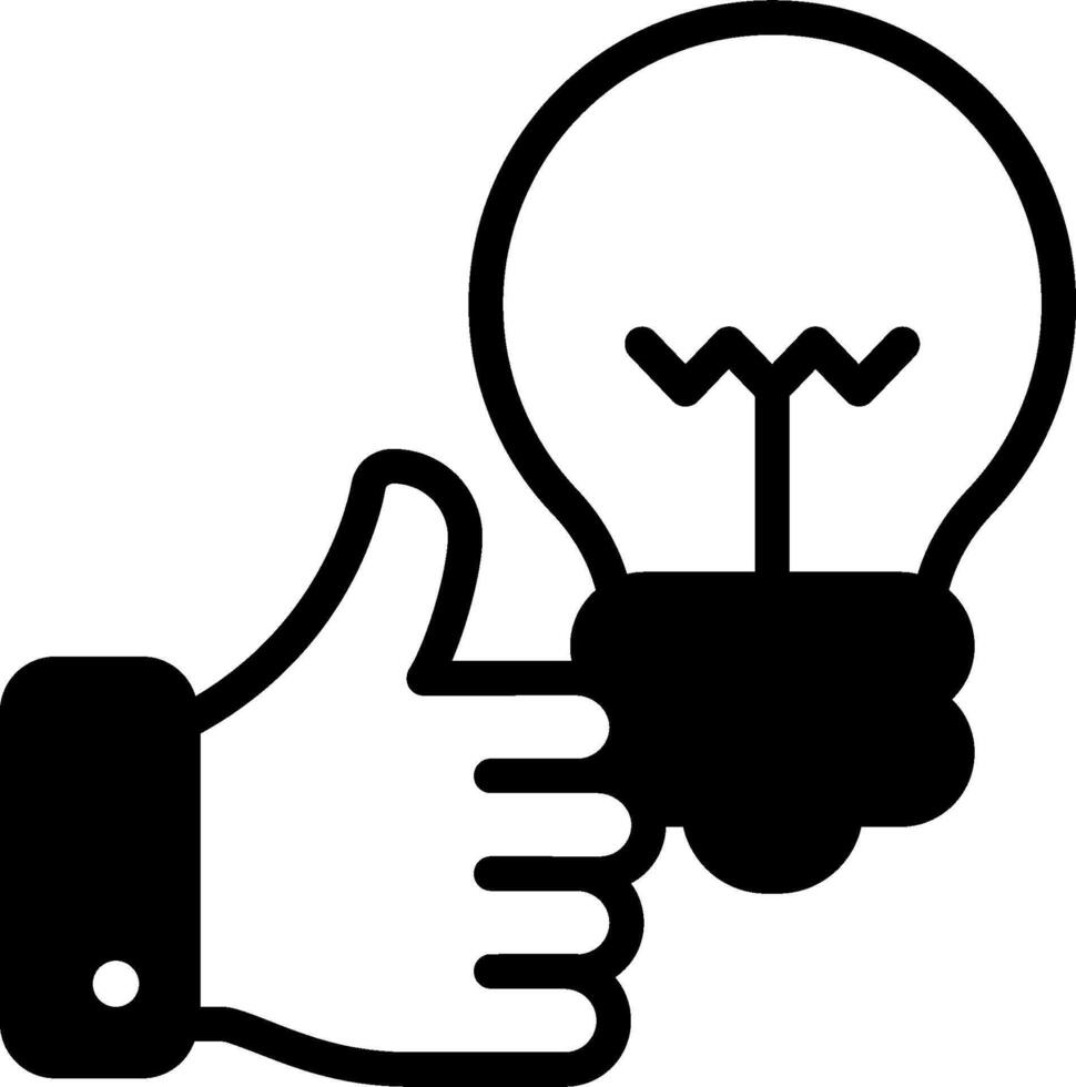 A hand holding a light bulb and giving a thumbs up vector