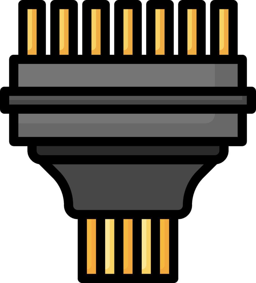 A black and gold connector with a white background vector