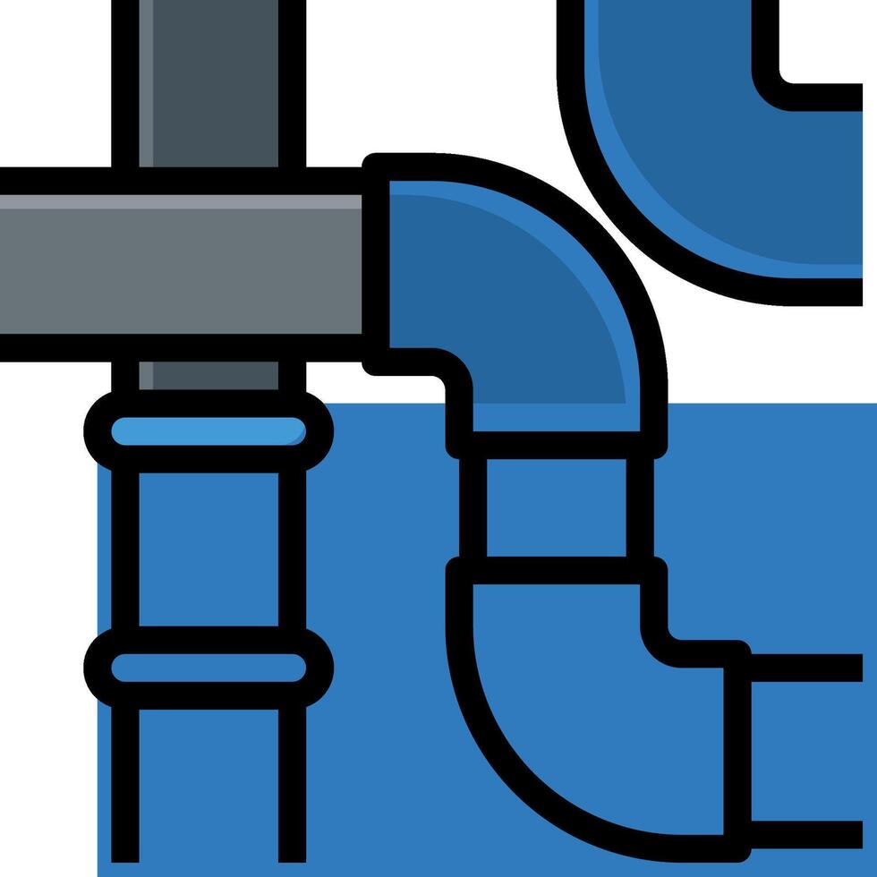 A blue pipe and a black pipe are connected to each other vector