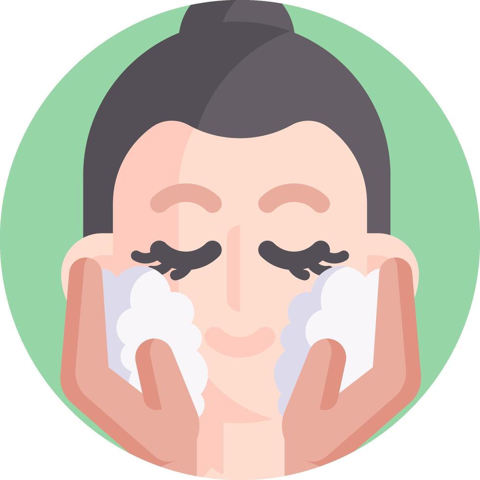 A woman with her eyes closed and a sponge in her hands vector