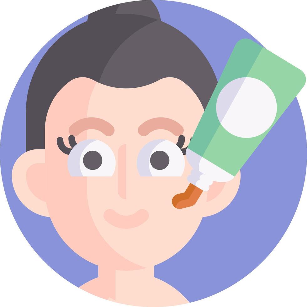A woman with a tube of cream on her face vector