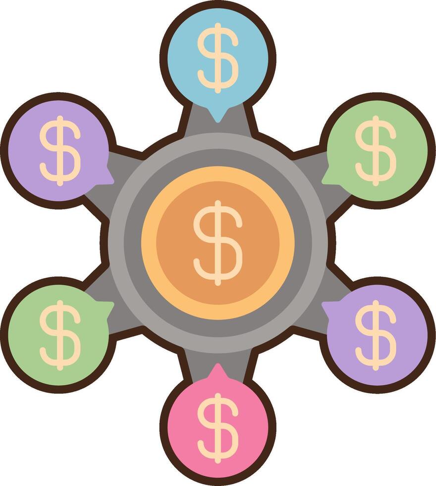 A circle with dollar signs and money icons vector