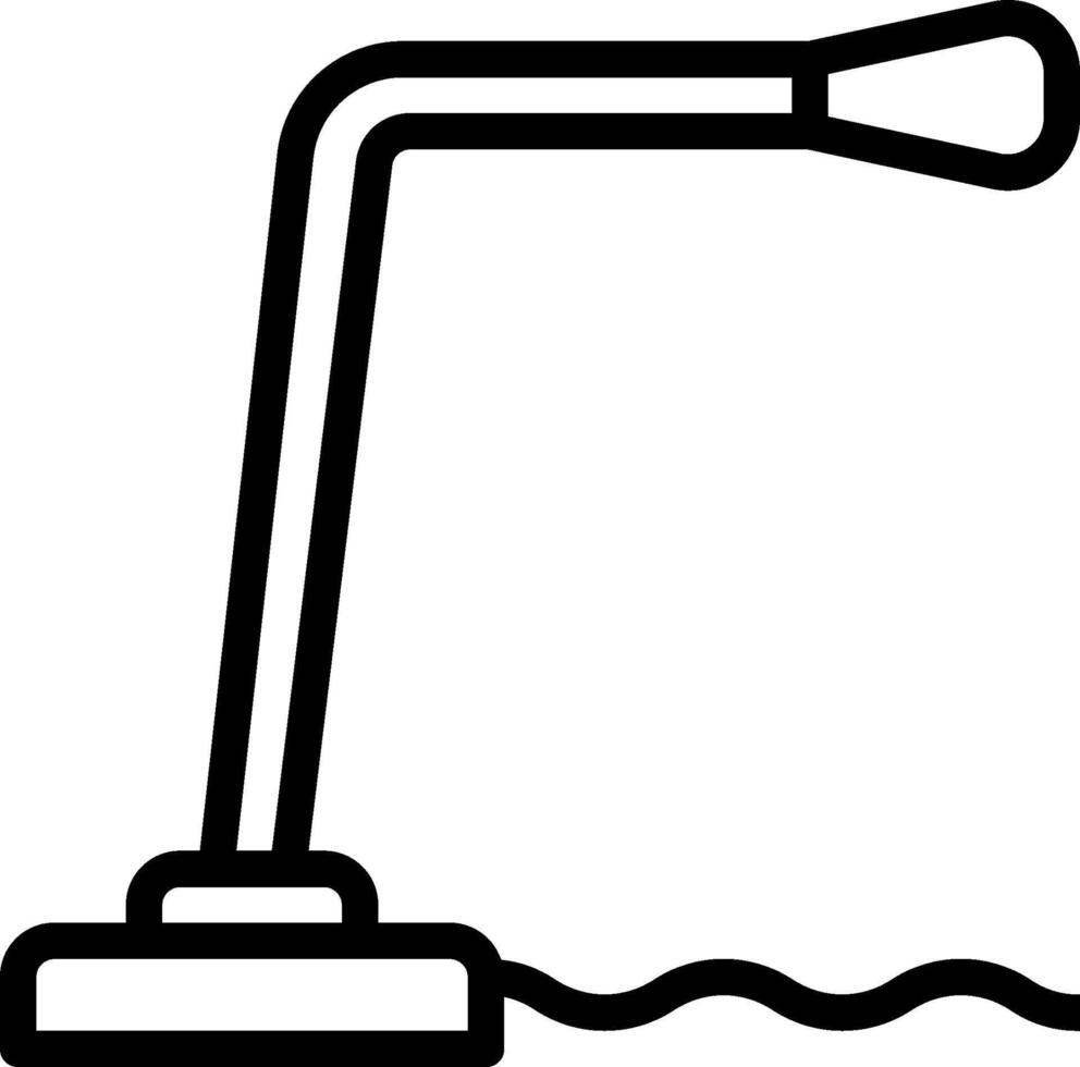 A black and white drawing of a lamp on a table vector
