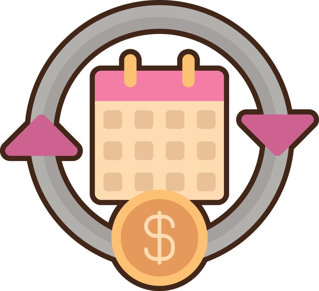 A calendar and dollar coin in a circle vector
