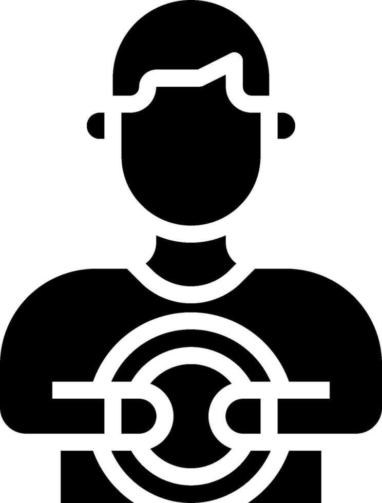 A man holding a steering wheel icon vector