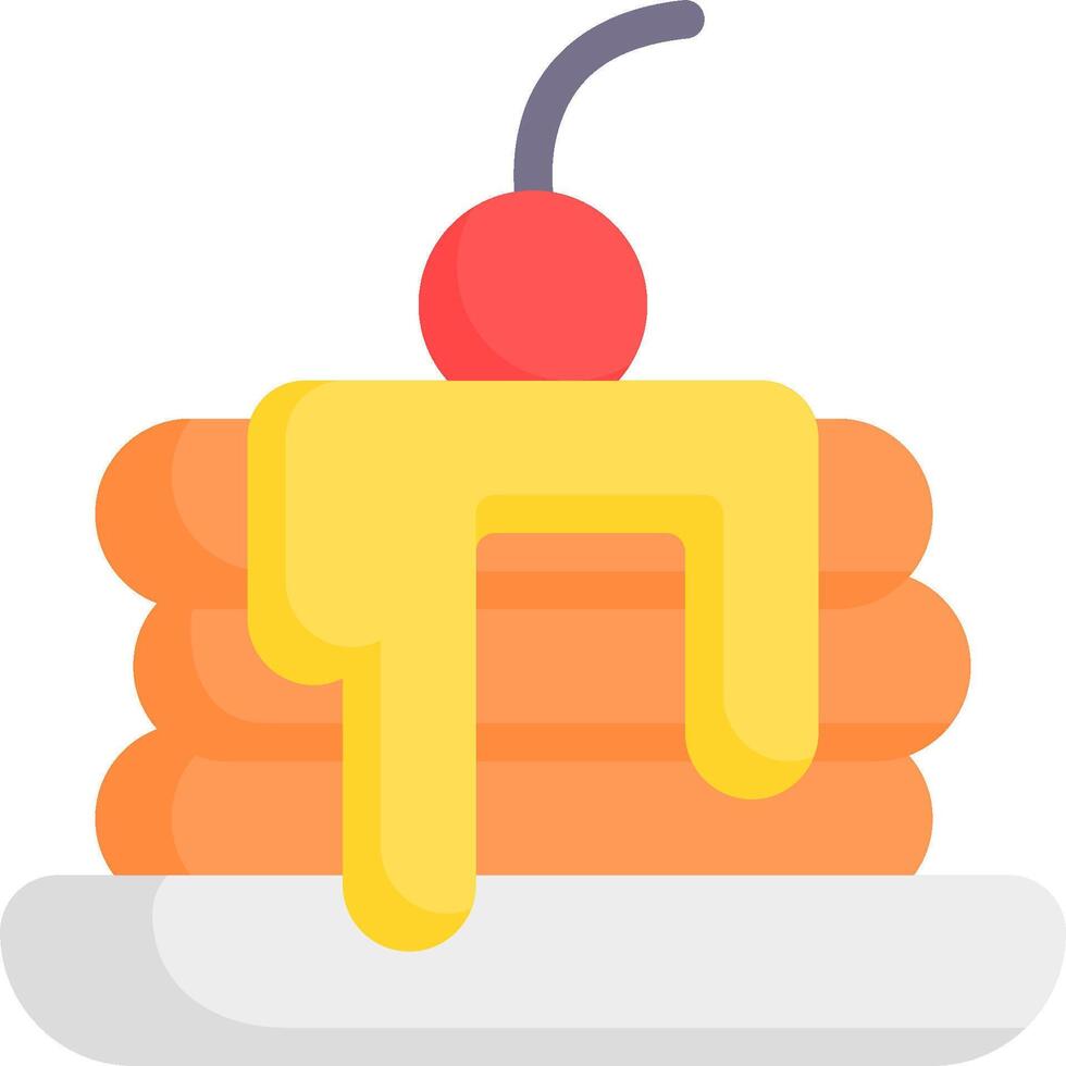 Pancakes with syrup and cherry on top vector