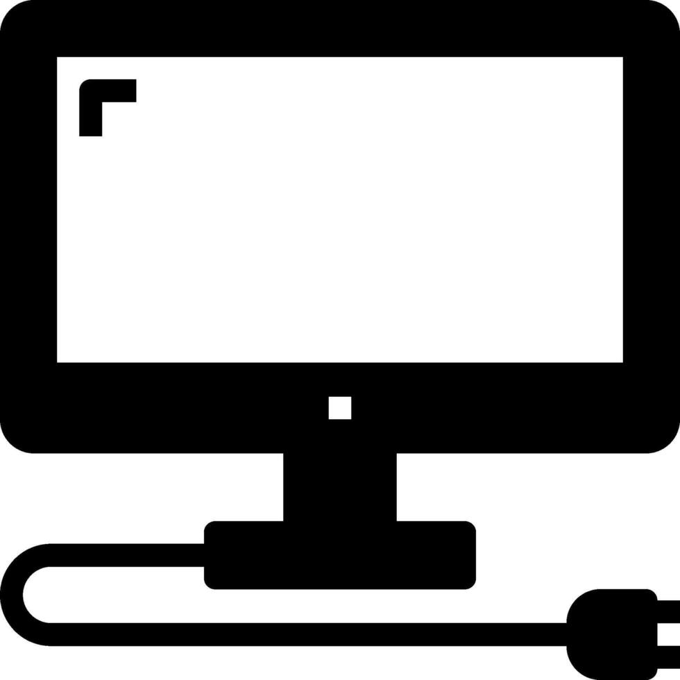 Computer monitor with plug and cable vector