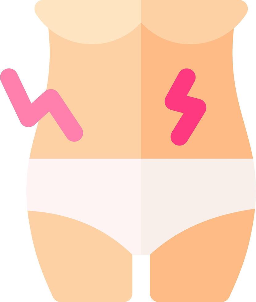 A woman's stomach with pink and red lines vector