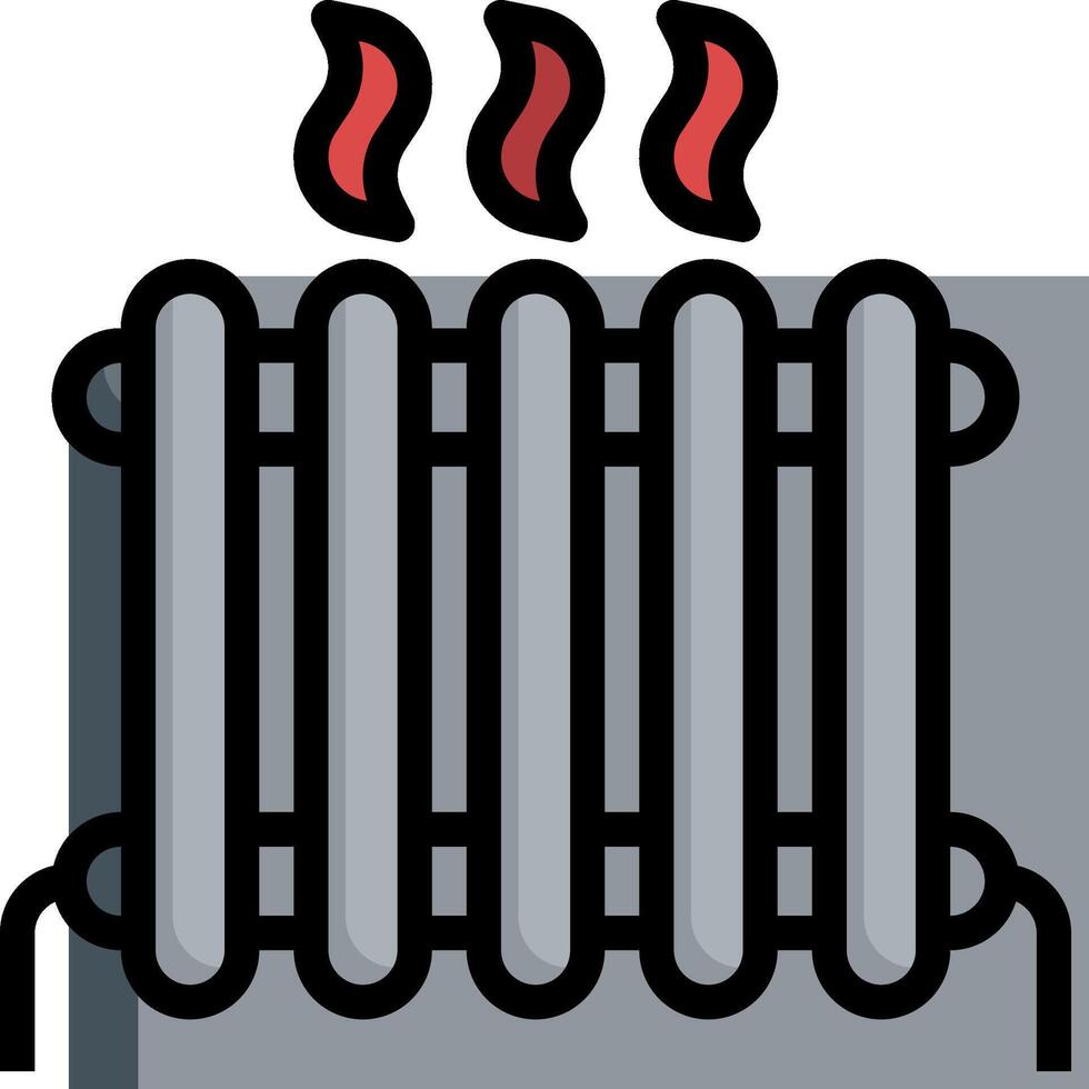 A black and white image of a radiator with red flames vector