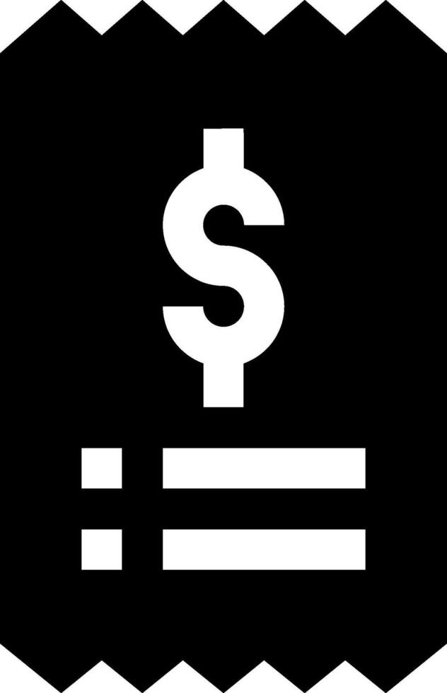 A black and white icon of a dollar sign vector