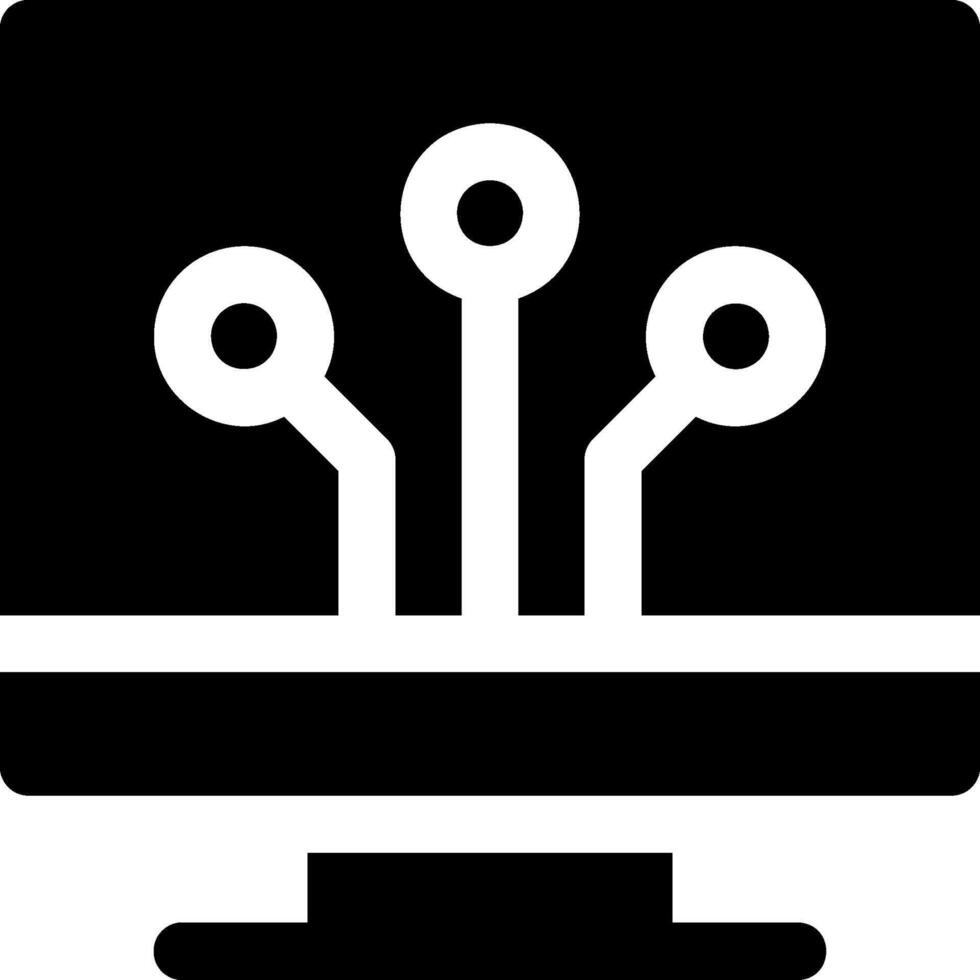 A black and white computer monitor with three wires vector