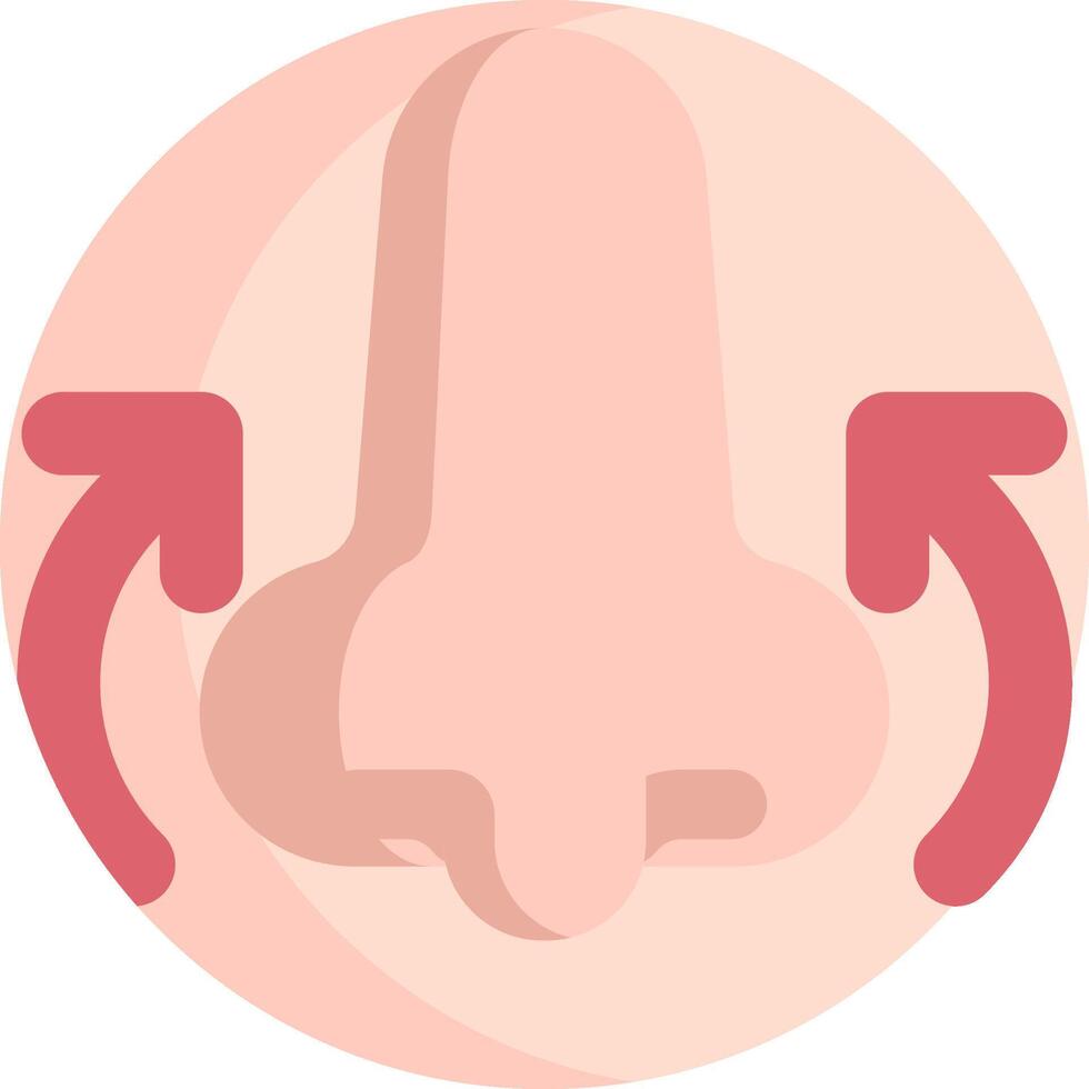 A nose with two arrows pointing to it vector