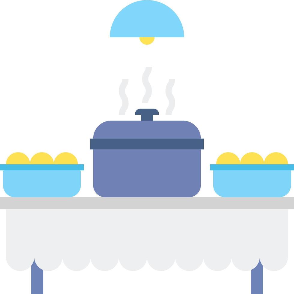 A pot on a table with a lid and pans vector