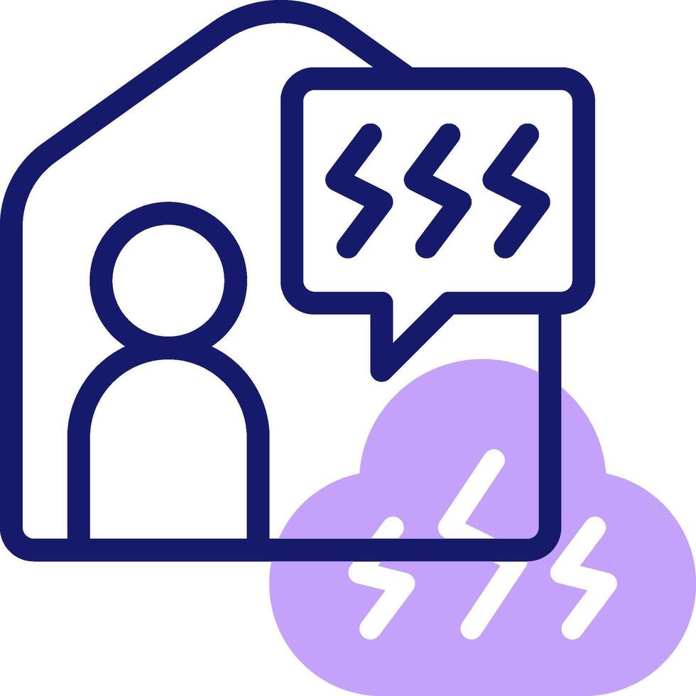 A cloud icon with a speech bubble and a person in a house vector