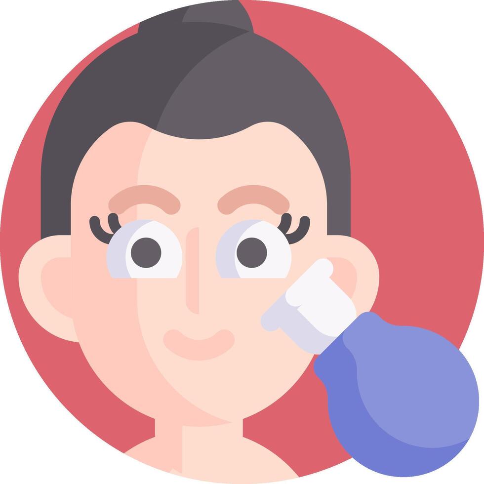A woman with a blue eye is holding a blue bottle vector