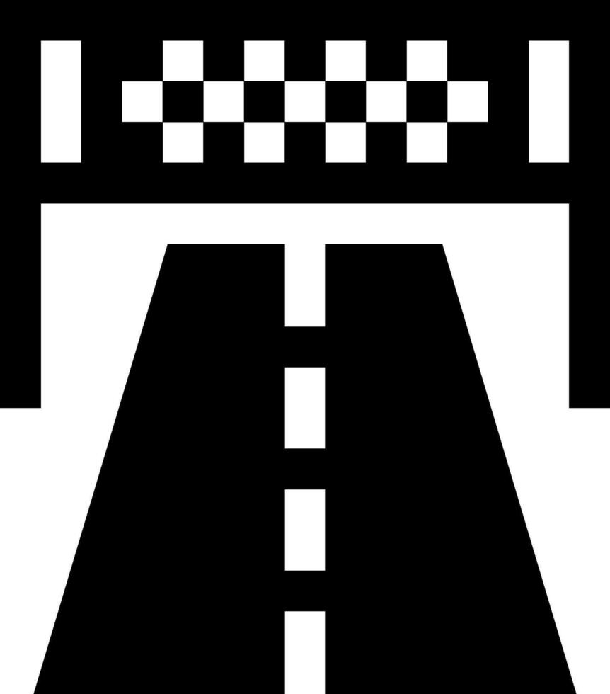 A black and white image of a road with a checkered flag vector
