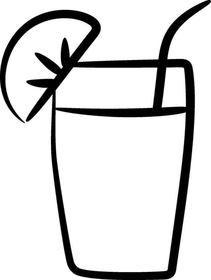 A black and white drawing of a glass of lemonade vector