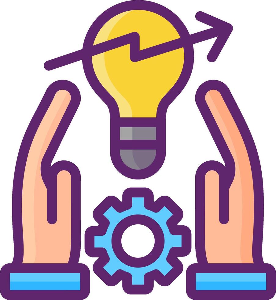 Hands holding a light bulb and a gear wheel vector
