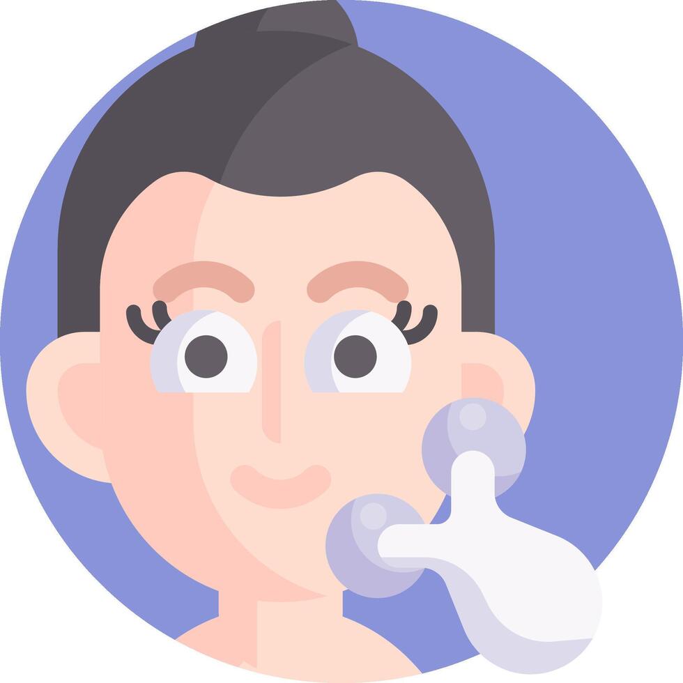 A woman with a face mask on her head vector