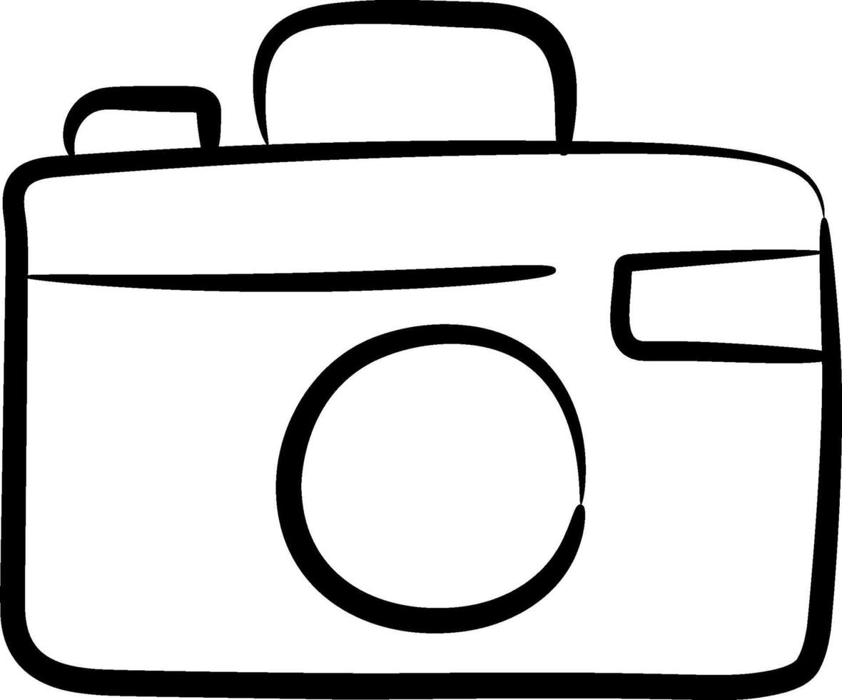 A camera is drawn in black and white on a white background vector