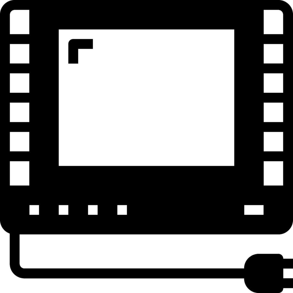 A black and white image of a television with a plug vector