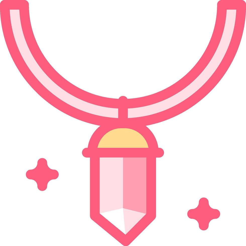 A pink necklace with a crystal on it vector