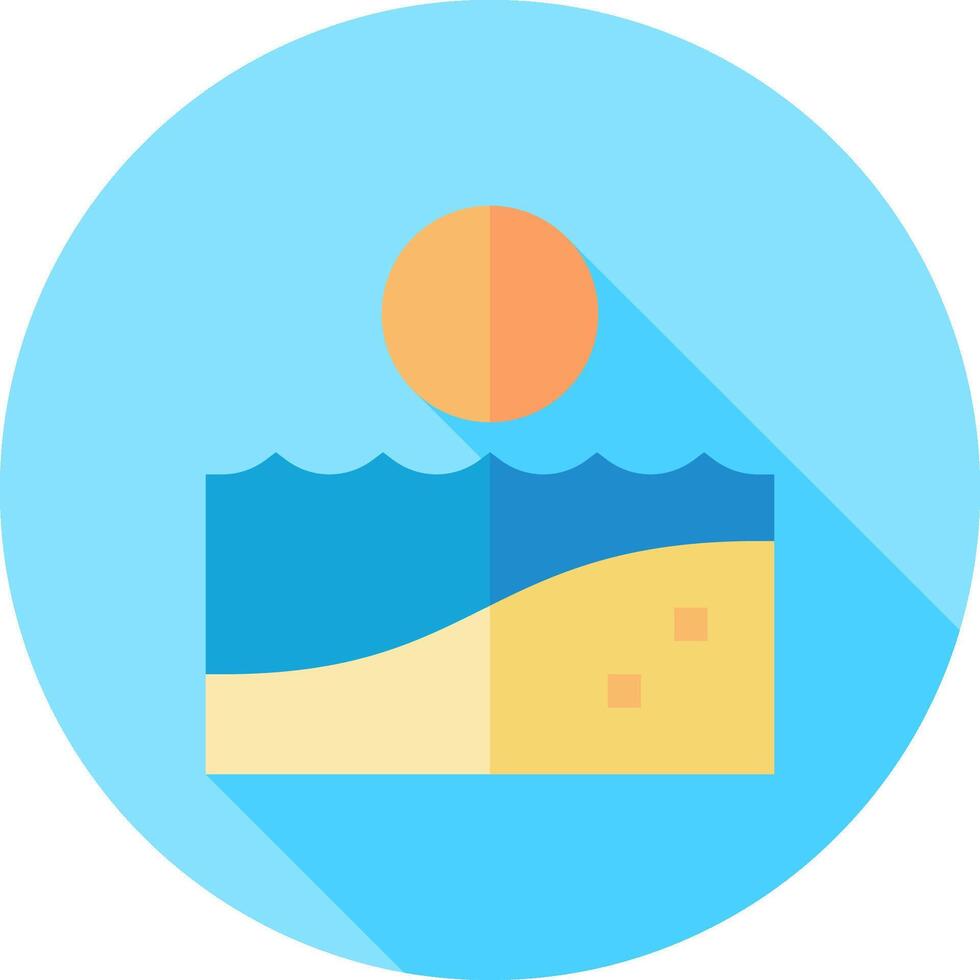 A flat icon of a beach and the sun vector