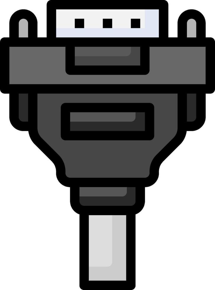 A black and white image of a computer connector vector