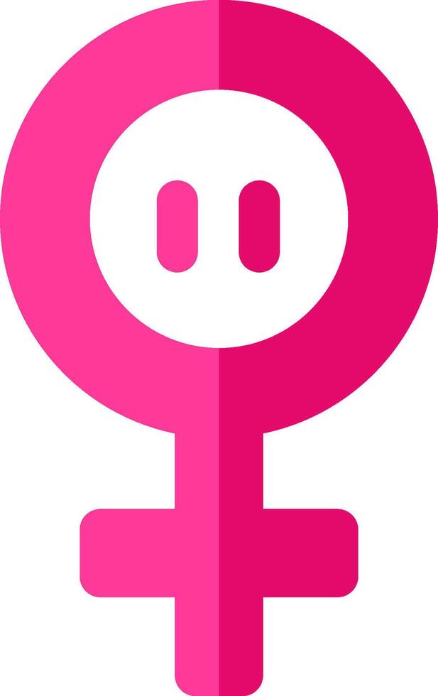 A pink female symbol with two eyes vector