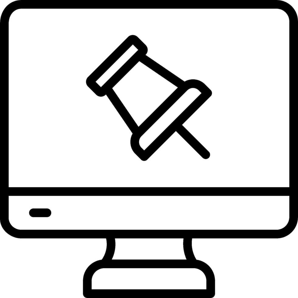 A computer monitor with a bell icon on it vector