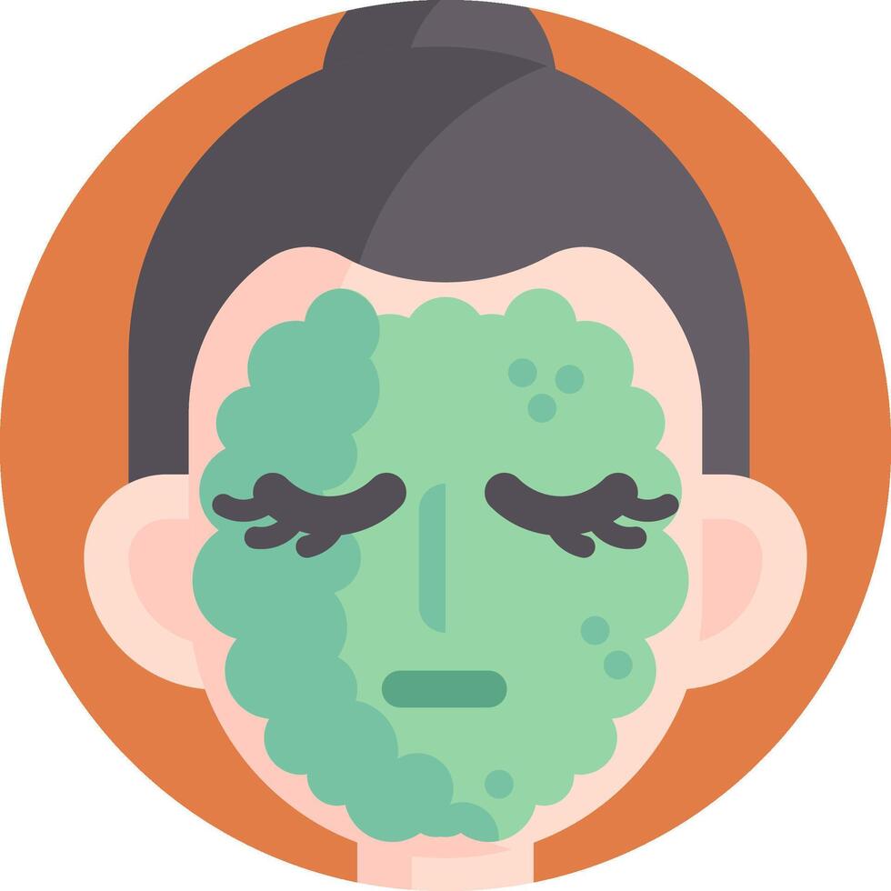 A woman with green skin and a green face mask vector