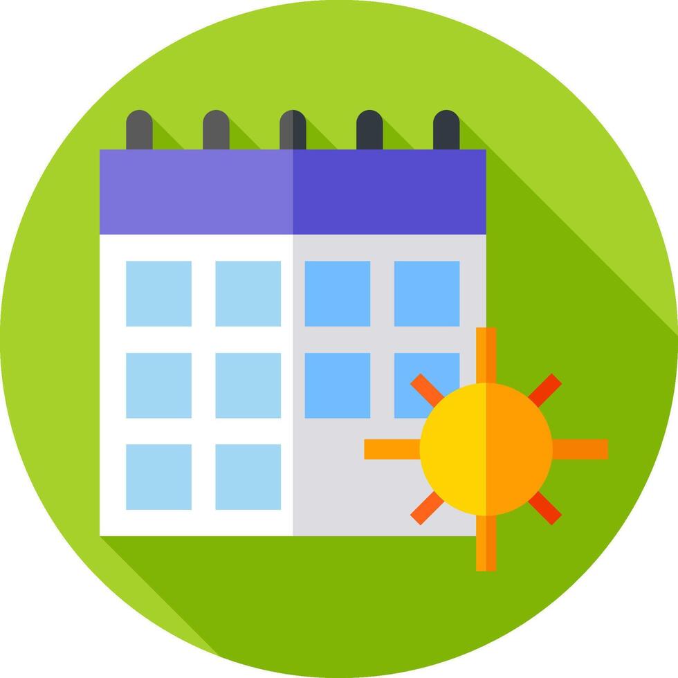 A calendar with a sun and a calendar icon vector