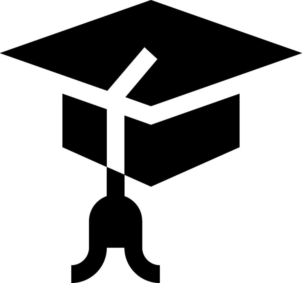 A black and white graduation hat icon vector
