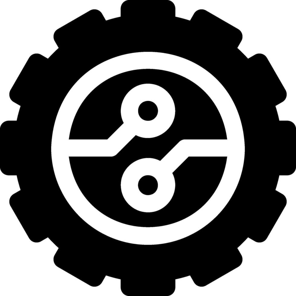 A black and white gear wheel with a symbol on it vector