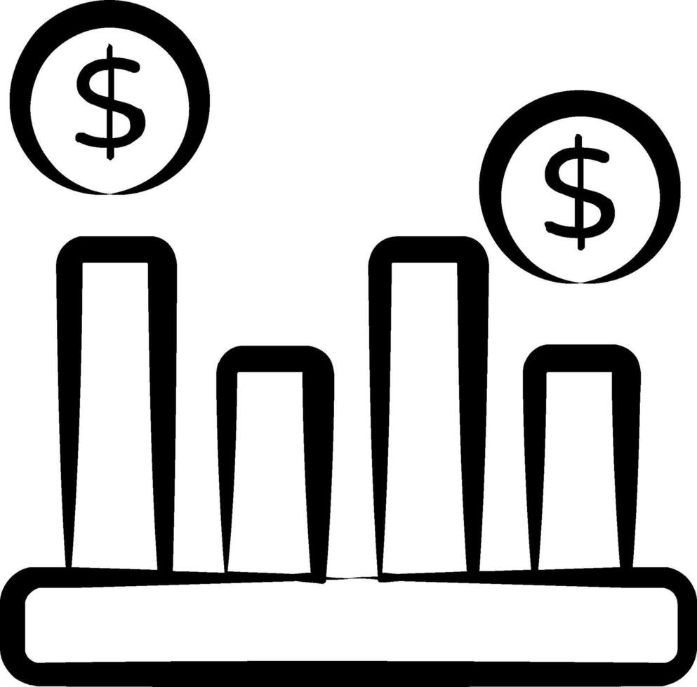 A bar graph with dollar signs on it vector