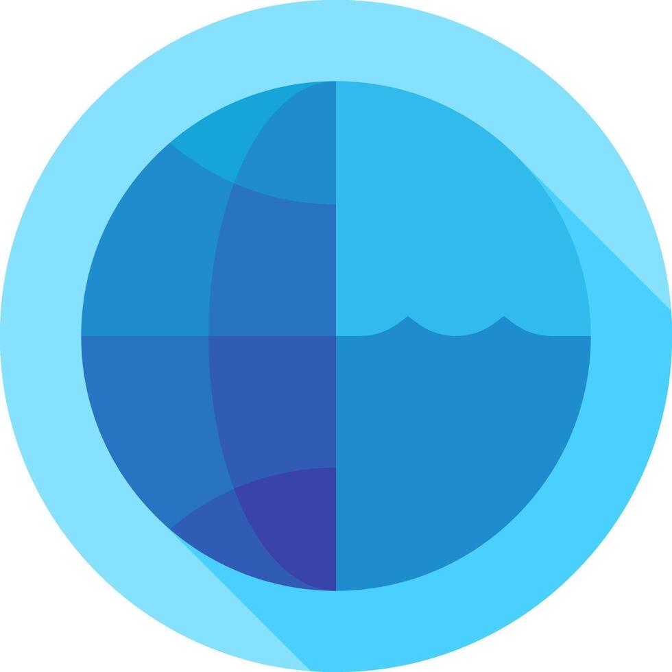 A blue and white circular icon with a wave vector