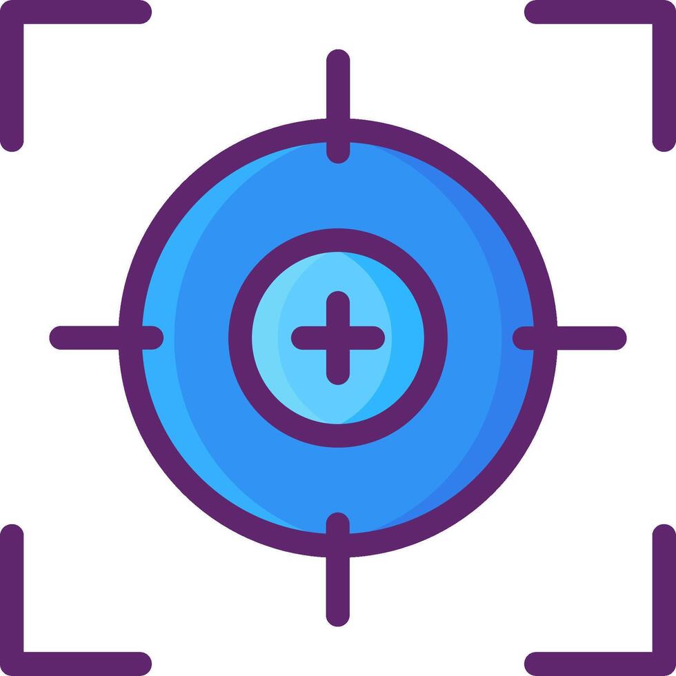 A blue and purple target with a cross on it vector
