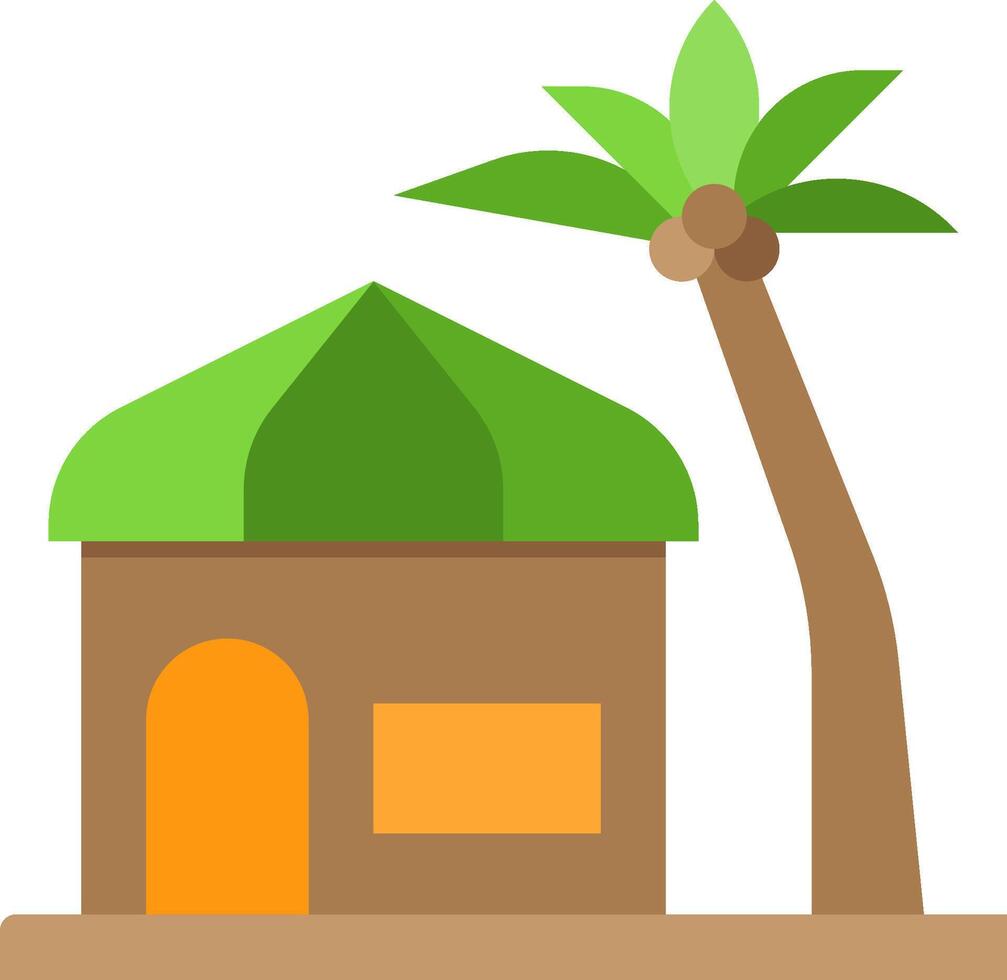 A small house with a palm tree in front of it vector