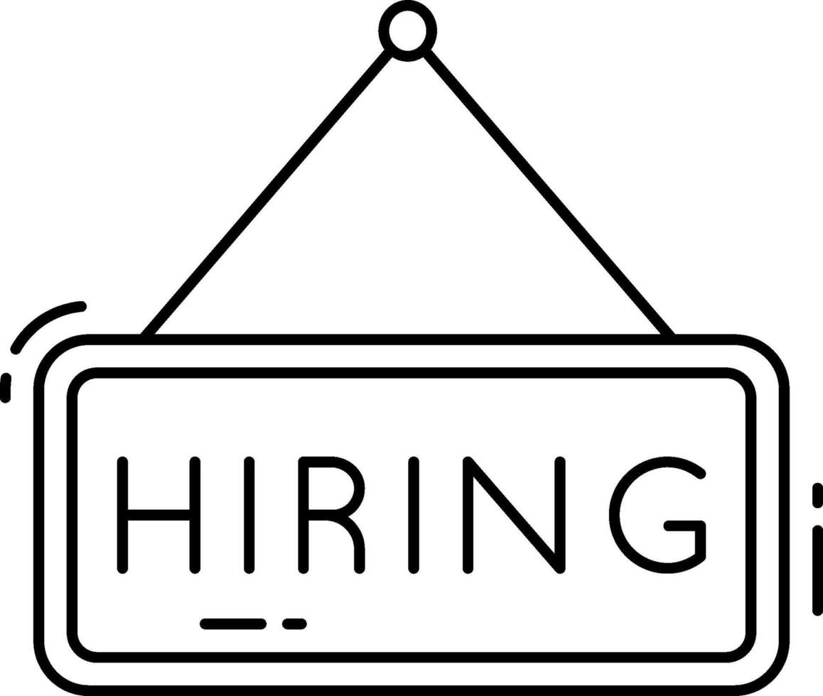 A black and white sign with the word hiring on it vector