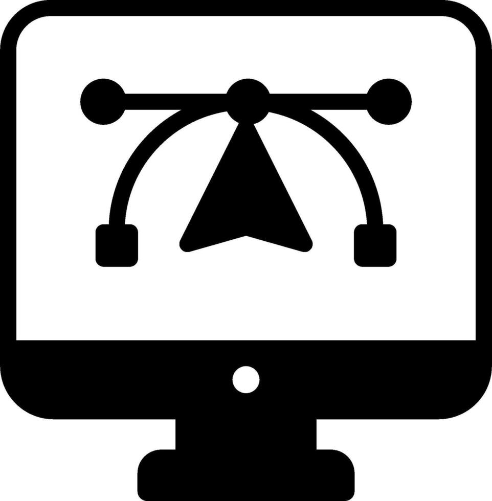 A computer monitor with a triangle on it vector