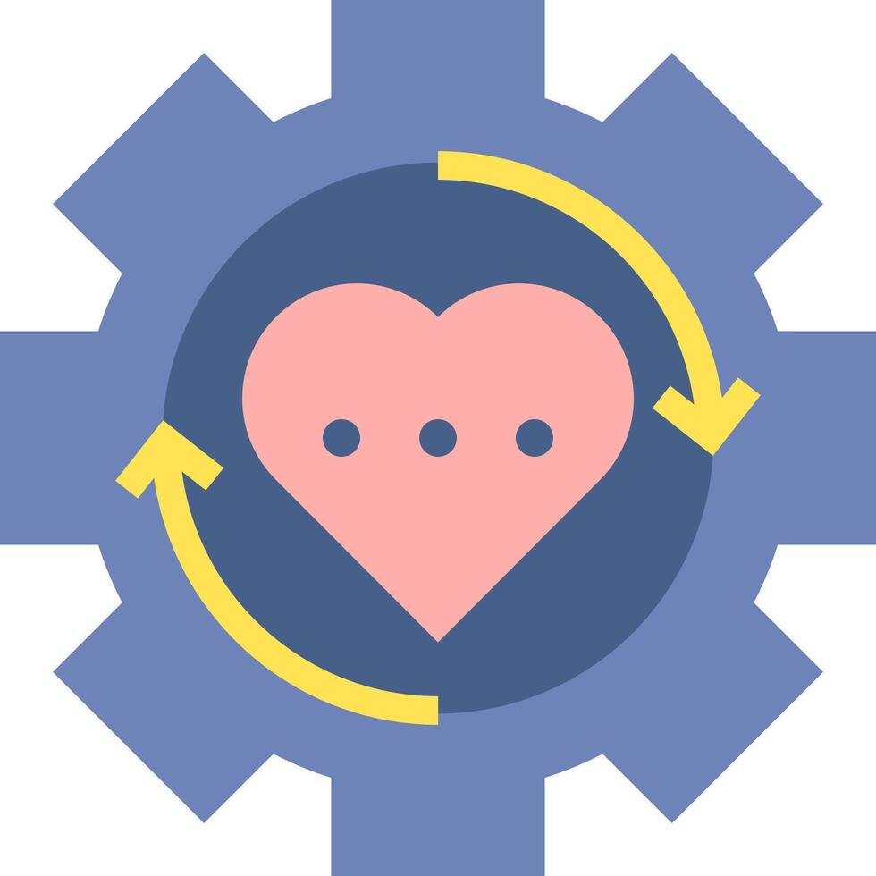 A heart in a gearwheel with arrows pointing to it vector