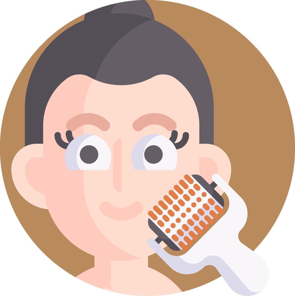 A woman brushing her teeth with a brush vector