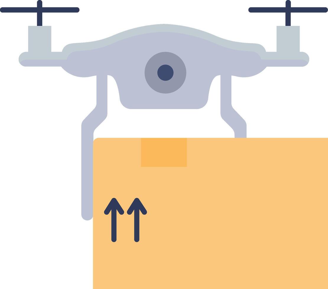 A drone is flying over a box with arrows pointing to it vector