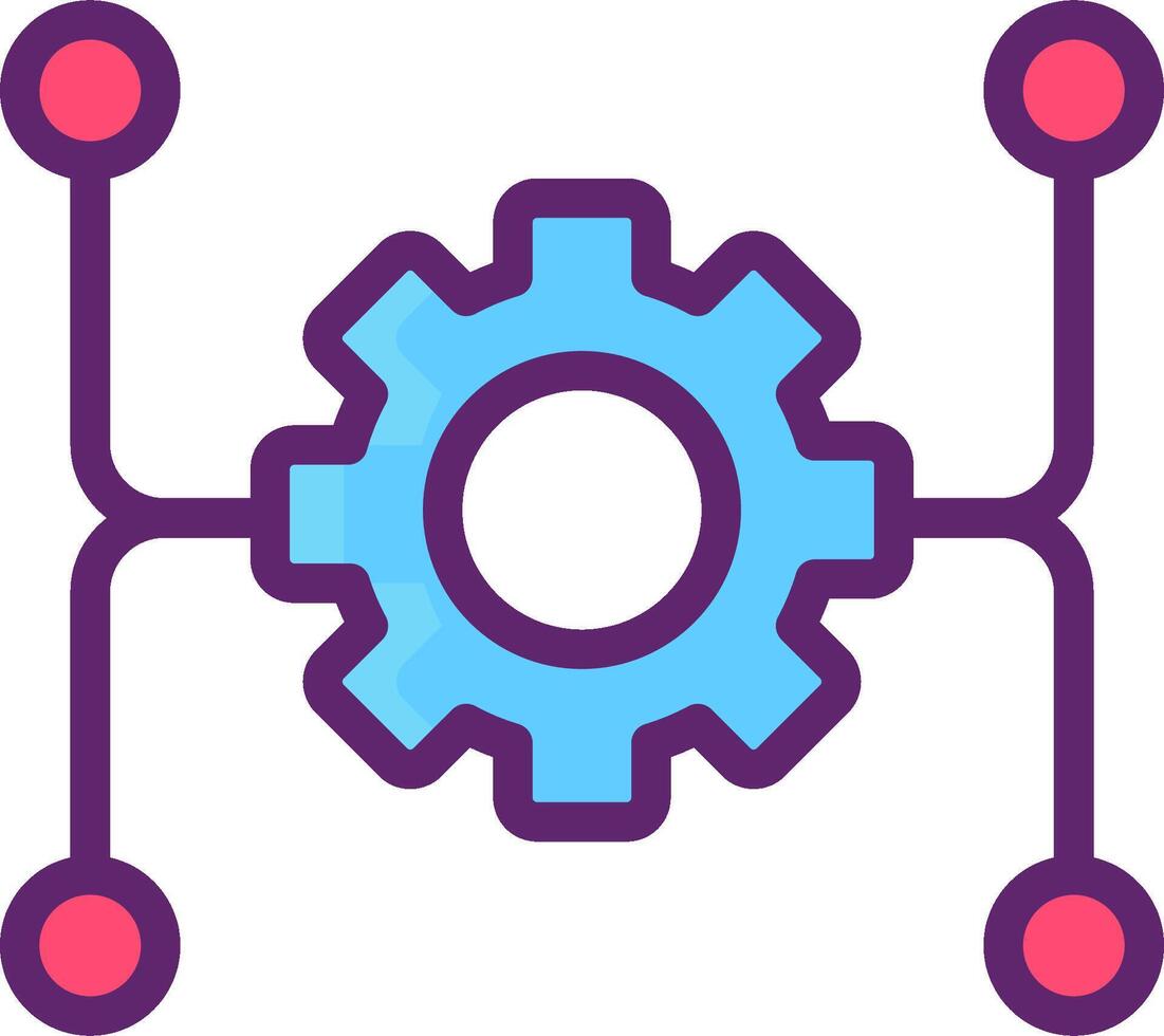 A gear wheel with four red dots on it vector