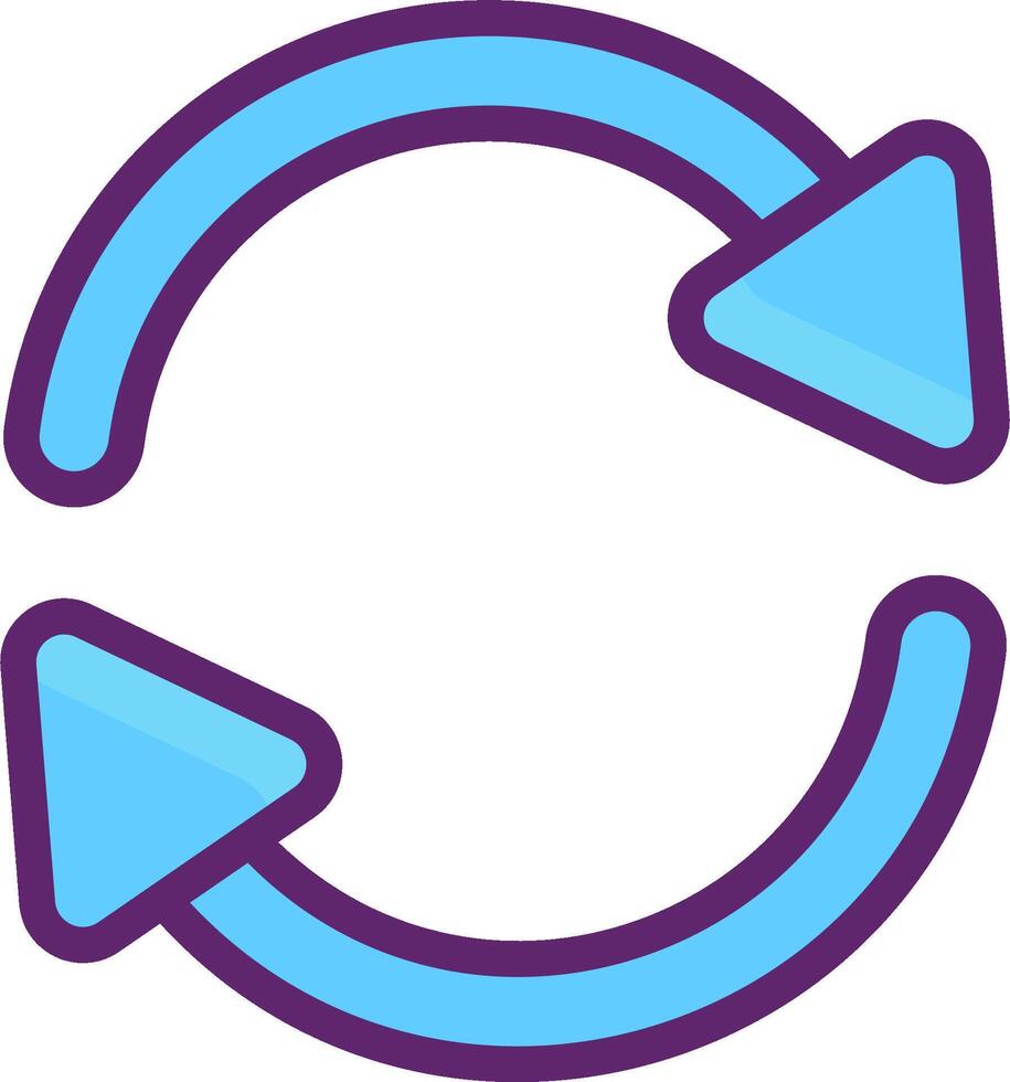 A blue and purple circular icon with arrows pointing in different directions vector