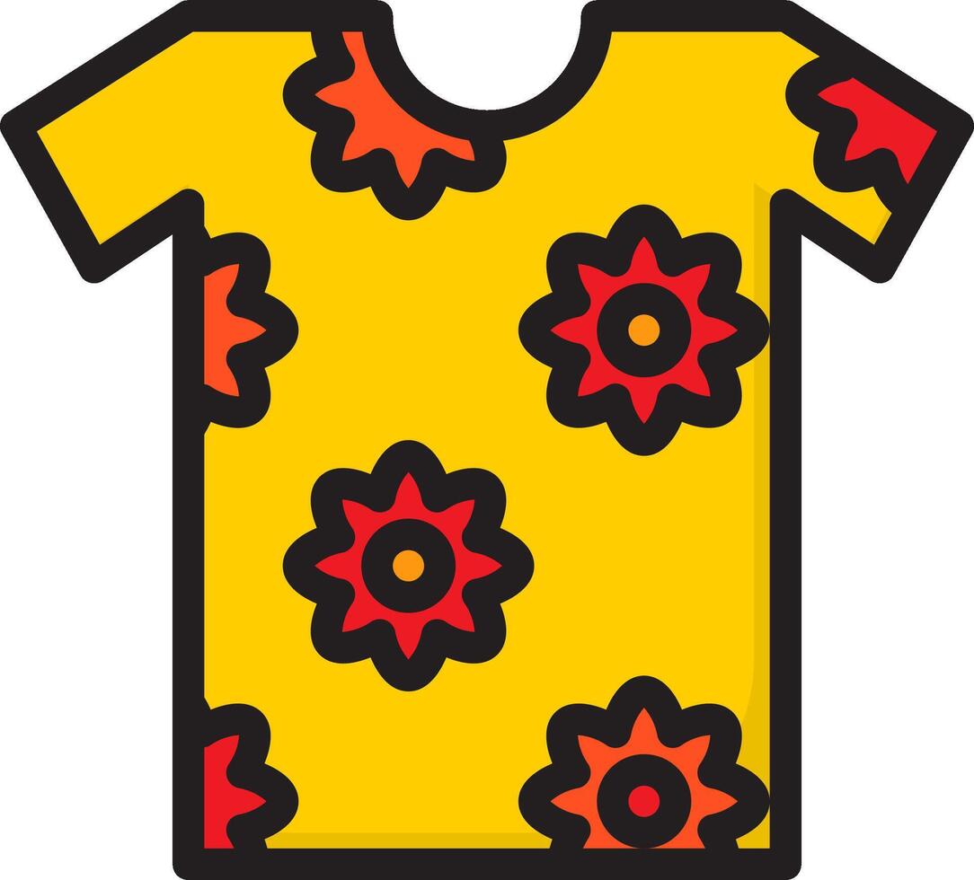 A yellow t - shirt with red and black flowers vector