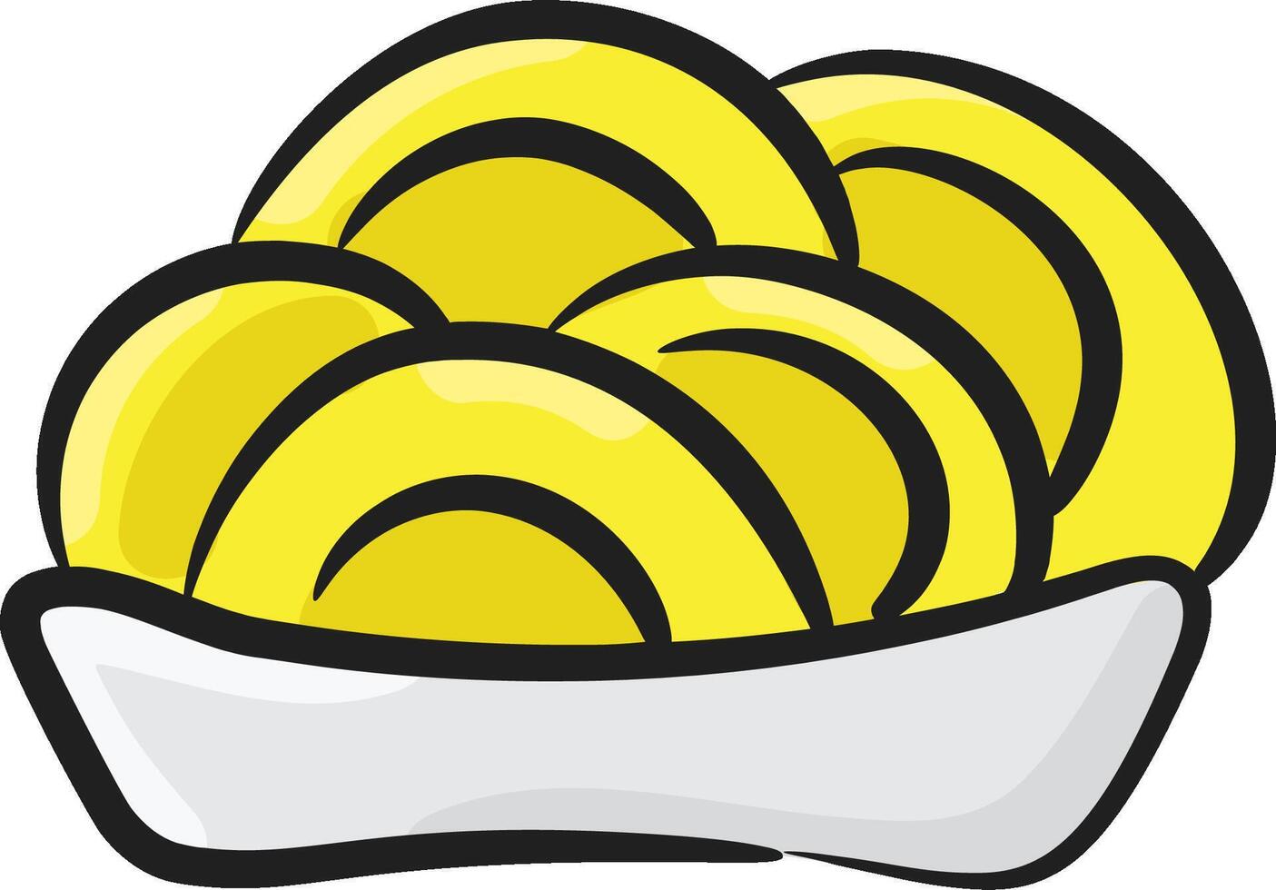 A bowl of yellow potatoes in a white bowl vector
