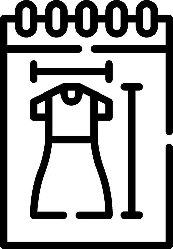 A black and white image of a dress on a dress rack vector